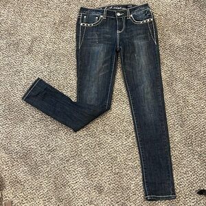 LA IDOL Jeans heavy stitching jewels pockets